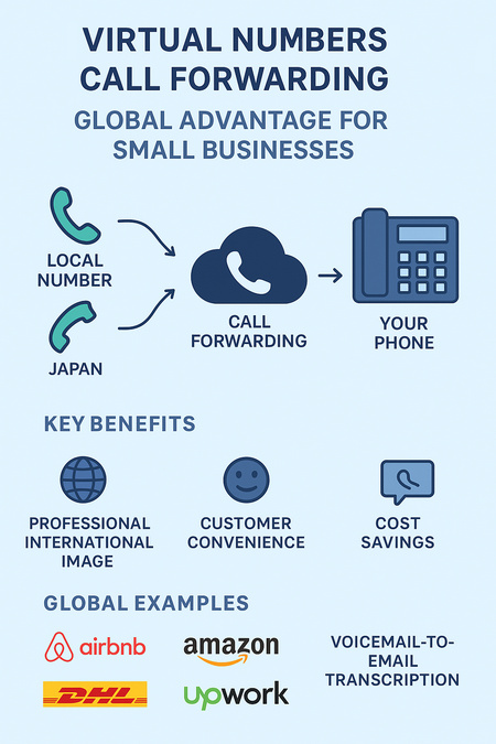 Virtual Numbers Call Forwarding Call Flow Diagram Concept.
