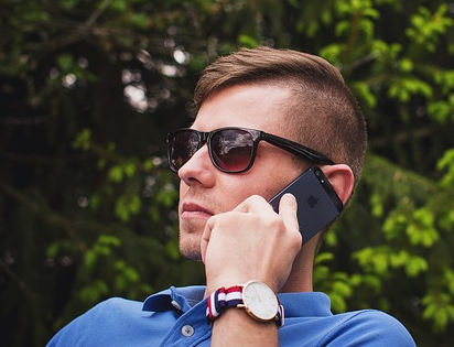 California man at leisure on phone